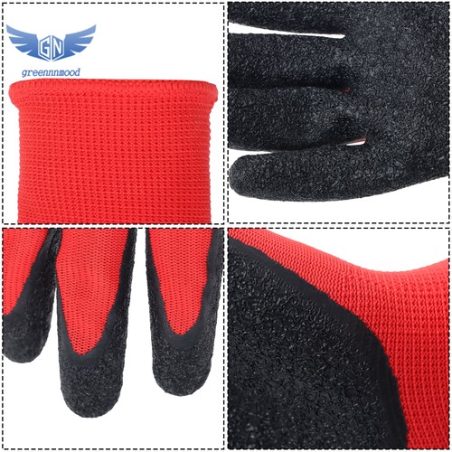 12 Paar Pack Crinkle Latex Gummi handbeschichtet Sicherheit Arbeitshandschuhe (Größe L) - Bild 12 von 12