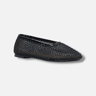 STAUD Women's Black Alba Embellished Slip-On Ballet Flats Shoe Size 35.5