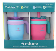 Kids Insulated Tumbler Cup Set 14oz Straw Handle Spill Proof 2 Pack