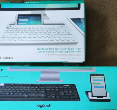 Logitech K480 Bluetooth Multi-Device Keyboard White And Logitech K375s Black