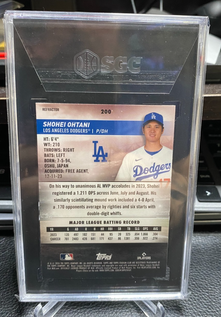 2024 TOPPS STADIUM CLUB CHROME REFRACTOR #200 SHOHEI OHTANI SGC