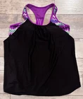 ZeroXposur Swimsuit Tankini Top size 14- Black/Purple/Padded/Chevron       B
