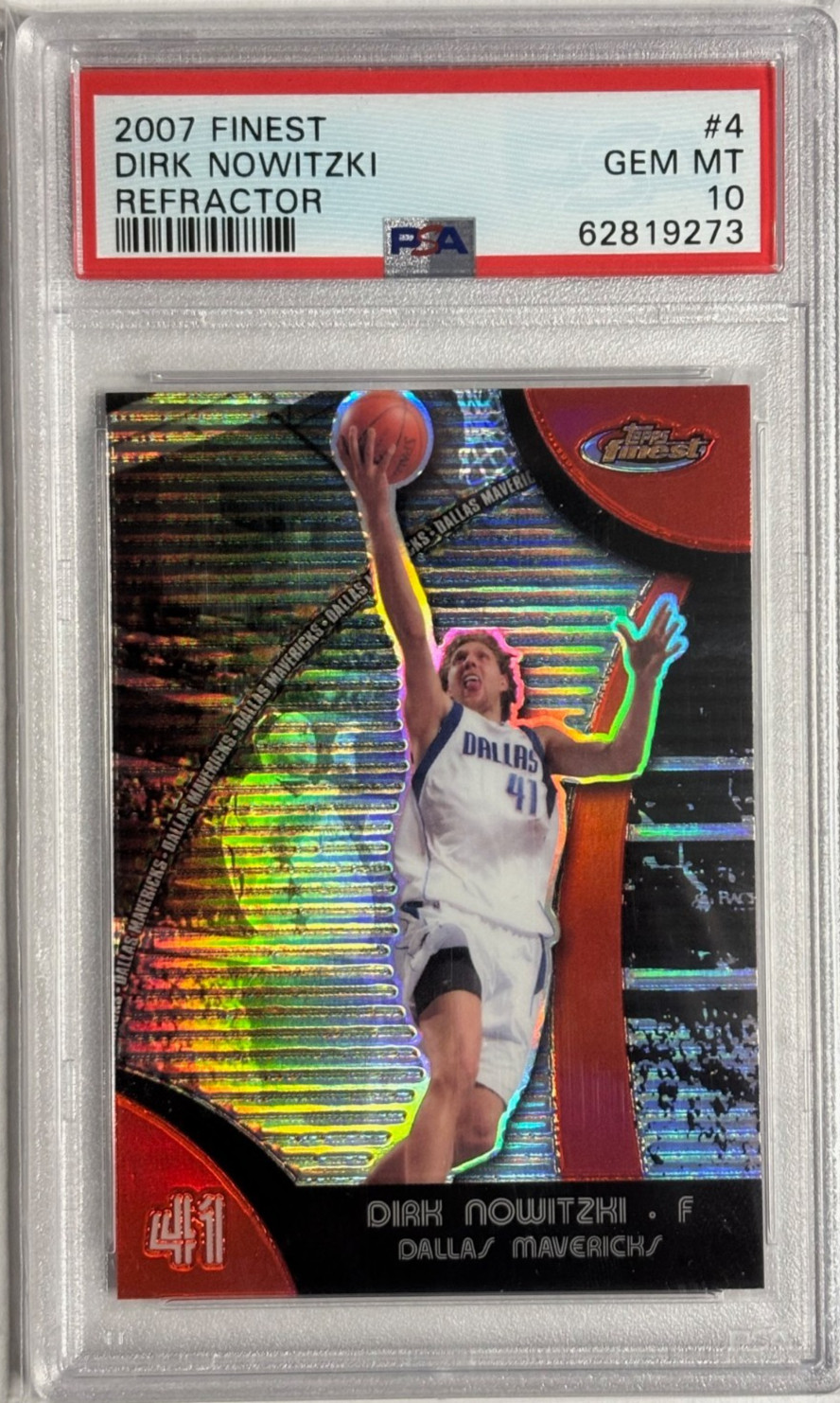 2007 Topps Finest Refractor 4 Dirk Nowitzki GEM MT POP 9 PSA 10