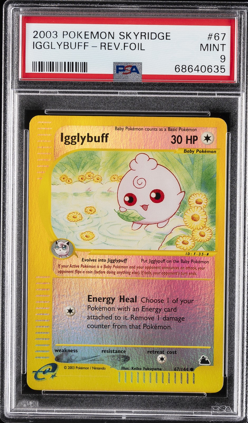 2003 POKEMON SKYRIDGE #67 IGGLYBUFF-REVERSE FOIL PSA 9
