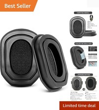 Lightweight Gel Ear Pads for Earmuffs, Silicone Comfort for Extended Use - Black
