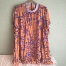 Free People DUPE Dress Boho Fairy Floral Velvet Burnout Sheer Mini Dress S Boho