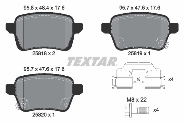 Plaquettes de frein frein à disque Textar 2581802 compatible FIAT 77367914 avant