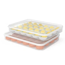 77L Deviled Egg Containers with Lid, Set of 2, Plastic Egg Holder for Refrige...