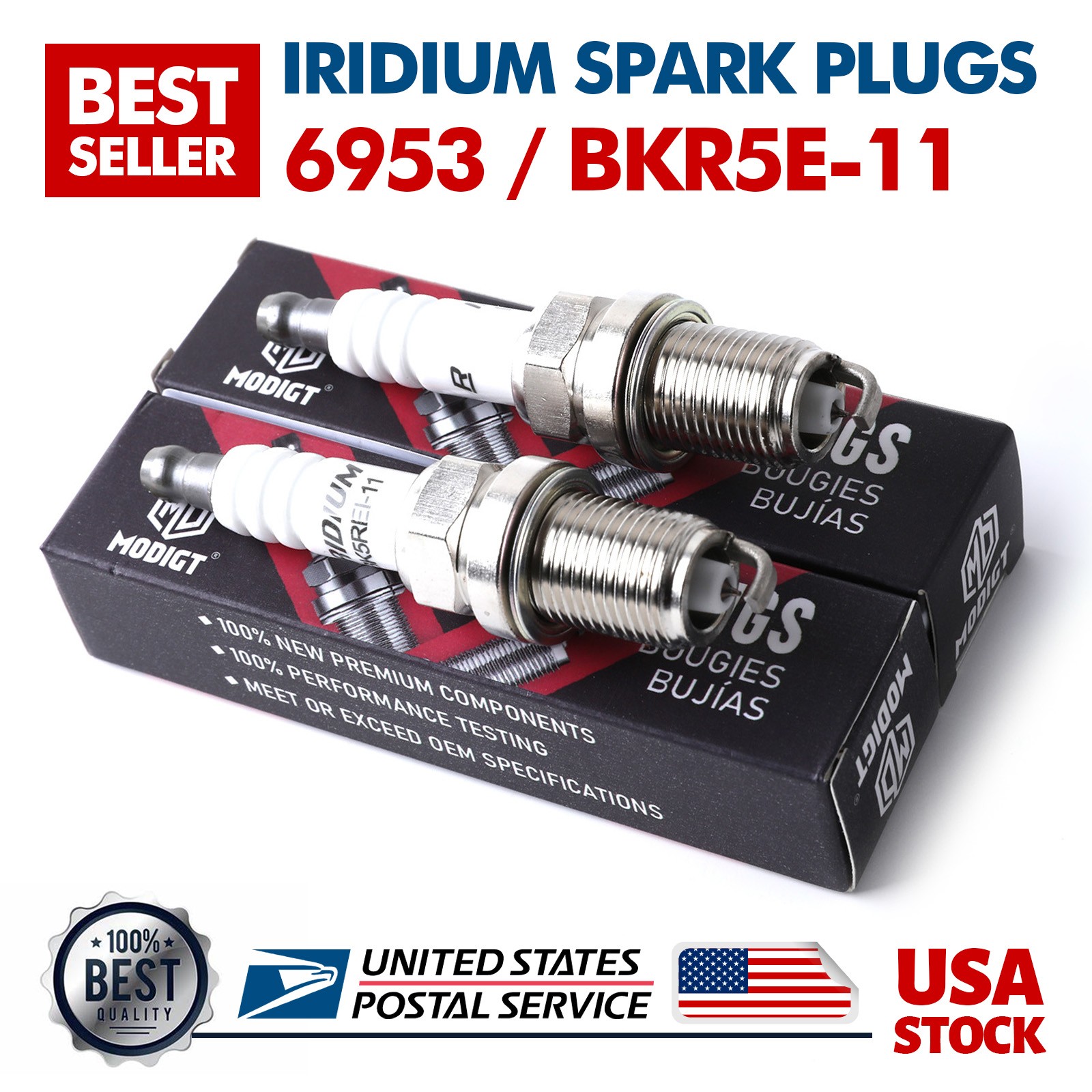 2 Pcs New 6953 BKR5E-11 OEM Iridium Spark Plugs For Chrysler Sebring 1995-2005