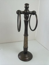 Countertop Towel Holder/Bathroom/Double Rings/Brushed Gold/14 1/2 Tall