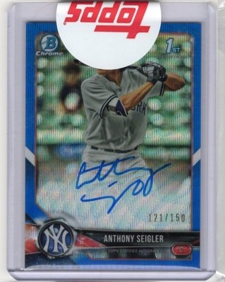 ANTHONY SEIGLER AUTO 2018 1st Bowman Chrome BLUE WAVE REFRACTOR #/150 Rookie RC
