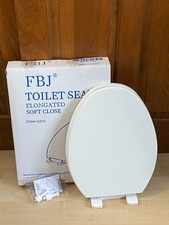 FBJ Elongated Soft Close Toilet Seat Polypropylene Plastic White I1201S Open Box