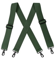 Men  s Heavy Duty Belt Loops X Back 2 Inch Suspenders with 4 Snap Hooks Green