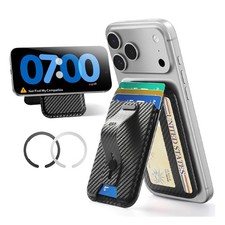 for MagSafe Wallet Stand w Grip, RFID Blocking w MagSafe Ring, 5 Card Holder ...