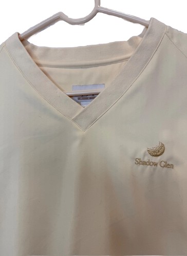EP Pro Golf Pullover Shadow Glen Club Logo V-Neck Long Sleeve Beige Large