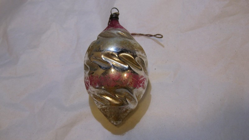 Antique German Mercury Glass Twisted Teardrop Christmas Ornament