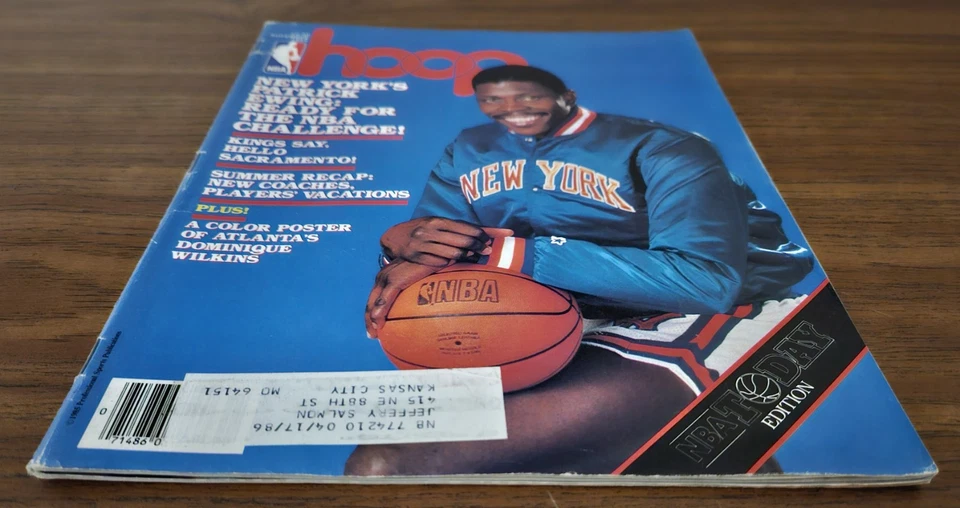 Noviembre 1985 NBA Hoop Magazine - Patrick Ewing New York Knicks Rookie Season Foto 3 de 4