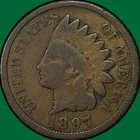 1897 1 in Neck Indian Head Cent Choice Good G+/VG Coin #38557