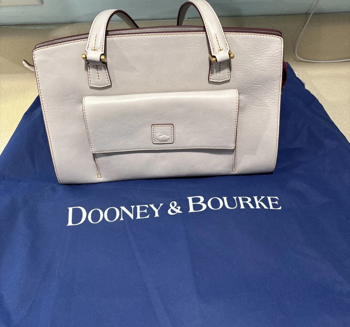 Dooney & Bourke 100% Florentine Leather Ecru Shoulder Bag with Dust Bag  