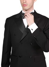 Adam Baker Men's Regular Fit 2 Piece Wool Double Breasted Peak Lapel Tuxedo