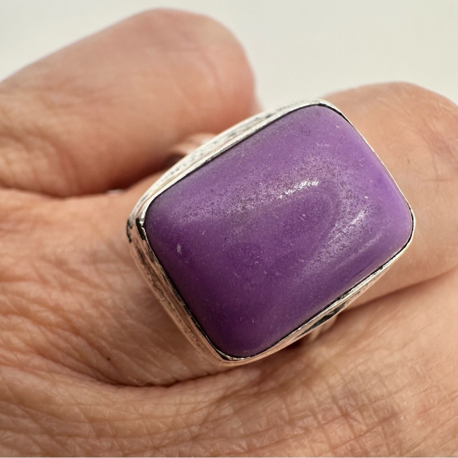 Purple Rectangle Ring Solid Sterling Silver 925 S… - image 5
