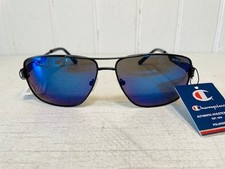 CHAMPION CU5131 02 Matte Black Frame w/Blue Mirrored POLARIZED Lenses Suns 89