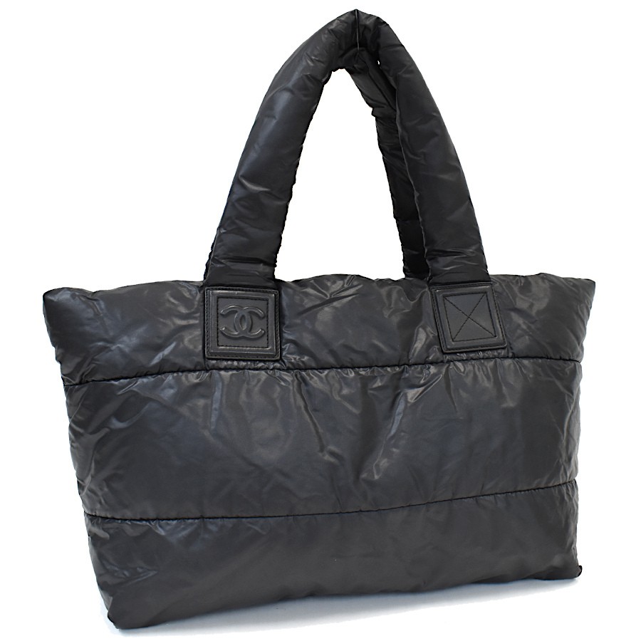 CHANEL Coco Cocoon Tote A47107 Black Nylon with Coco Mark Logo
