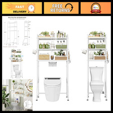 Expandable Over Toilet Storage Rack - 3 Tier Metal Bathroom Organizer Shelf, Hoo