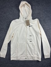 Nike Hoodie Mens Medium White Dri-FIT Full Zip Sweatshirt Training Logo Athletic