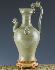 VERY RARE CHINESE YUE CELADON CHICKEN HEAD SPOUT EWER SONG JIN DYNASTY