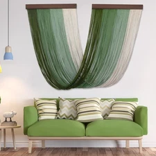 Buryeah Macrame Wall Hanging Large Green Boho Tapestry Decor Woven Tassel Yarn