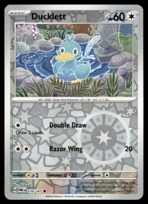 Pokemon Ducklett 139/167 Twilight Masquerade 4 Card Lot Reverse Holo