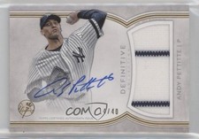 2018 Topps Definitive Collection Relic 14/40 Andy Pettitte #DCAR-AP Auto 6fs