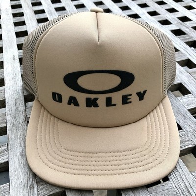 Oakley O Logo Khaki Beige A Frame Stack Foam Mesh Back Trucker Snapback Cap Hat
