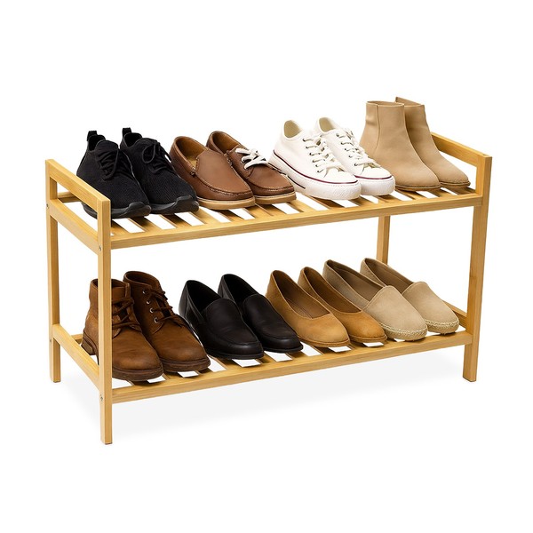 Schuhregal Schuhablage SchuhstäNder Schuhgestell Schuhorganizer Bambus Stapelbar-image
