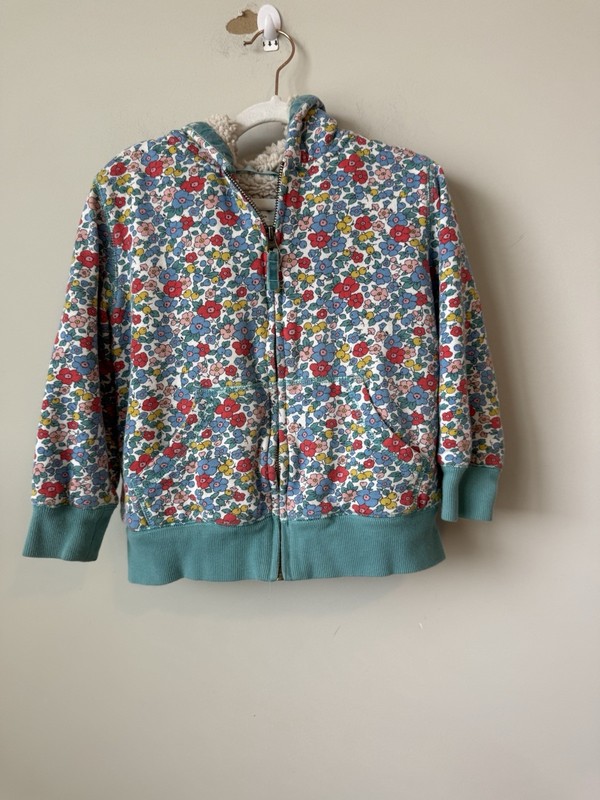 Boden Floral Fleece Hooded Girls Jacket Size 6