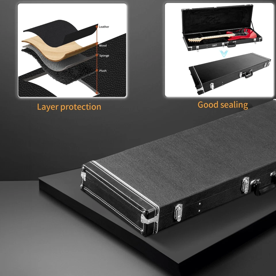 Glarry Hard Case Wooden Hard-Shell for GST GTL 170 SG Electric Guitar With Lock