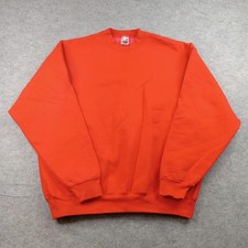 Vintage Fruit Of The Loom Sweatshirt Mens XL Orange Fleece Pullover USA Blank
