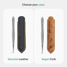Slanted Tweezers in Leather Case - Made in Solingen Germany