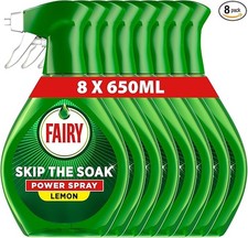 Fairy Skip the Soak Dish Power Spray, Lemon, 8x650ml, Grease Remover & Degreaser 8.45 per litre