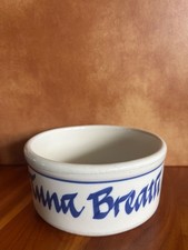 Vintage Tuna Breath Cat Dish Hand Painted Cobalt Blue & White Stoneware Cat Food