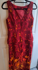 Dressbarn Red Orange Sleeveless Classic Chic Floral Sheath Dress Size 4