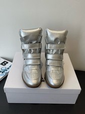 Isabel Marant Silver Wedge High Top Sneakers Hidden Heel Designer Shoes