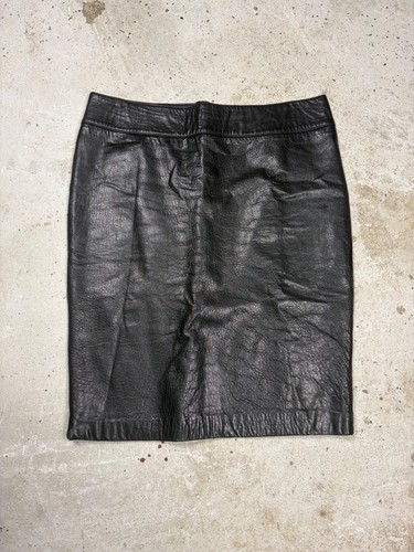 Roberto Cavalli, Vintage 2000s Roberto Cavalli Black Genuine Leather Pencil Skirt L
