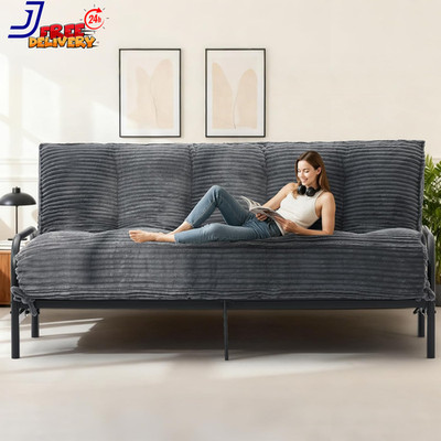10'' Futon Mattress Queen Size Futons Sofa Couch Bed with Straps Thick Corduroy