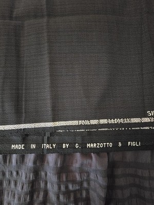 Marzotto Silk Worsted Navy Blue Fabric. Made In Italy 100% Silk