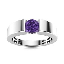 Amethyst Stone 925 Silver Solitaire Crown Chakra Engagement Ring Jewelry