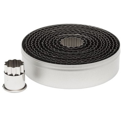 Fluted Edge Round Cutters In Graduated Sizes Stainless Steel 12 Pc Set