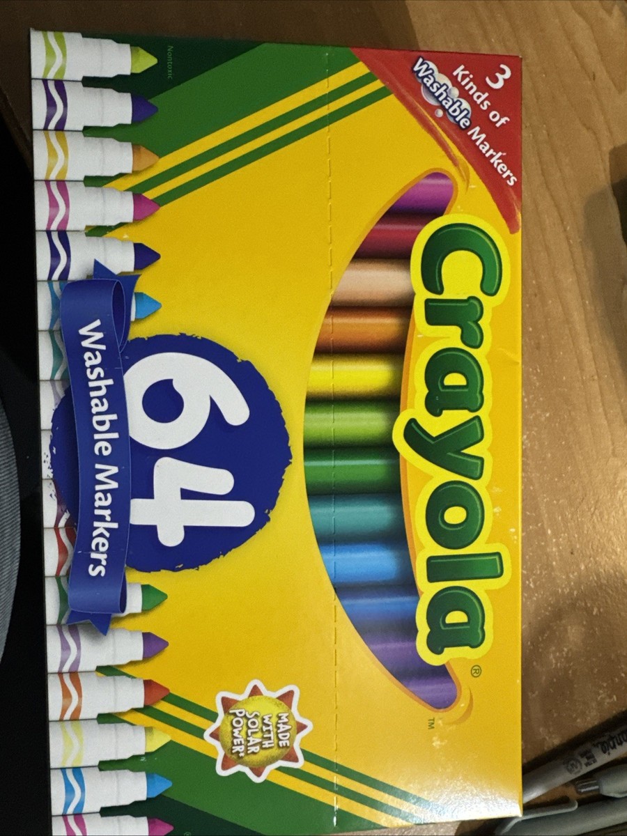 Crayola 64ct Washable Broad Line Markers, Washable Window & Gel