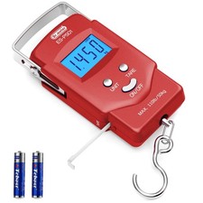 Dr.meter Fish Scale: PS01 110lb/50kg Backlit LCD Display Fishing Scale Red 